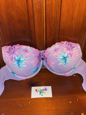 🎓💜 Torrid “Posh University” Bra – Violet Floral – Size 40C 💜🎓